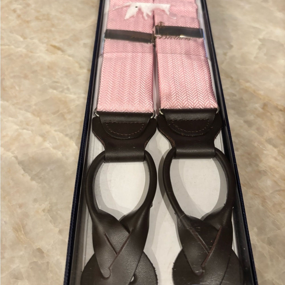Brooks Brothers Pink and Brown Suspenders